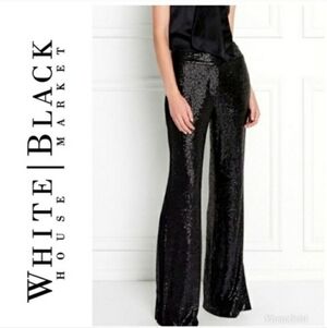 White House Black Market | Sparkling Black Wide Leg Pants